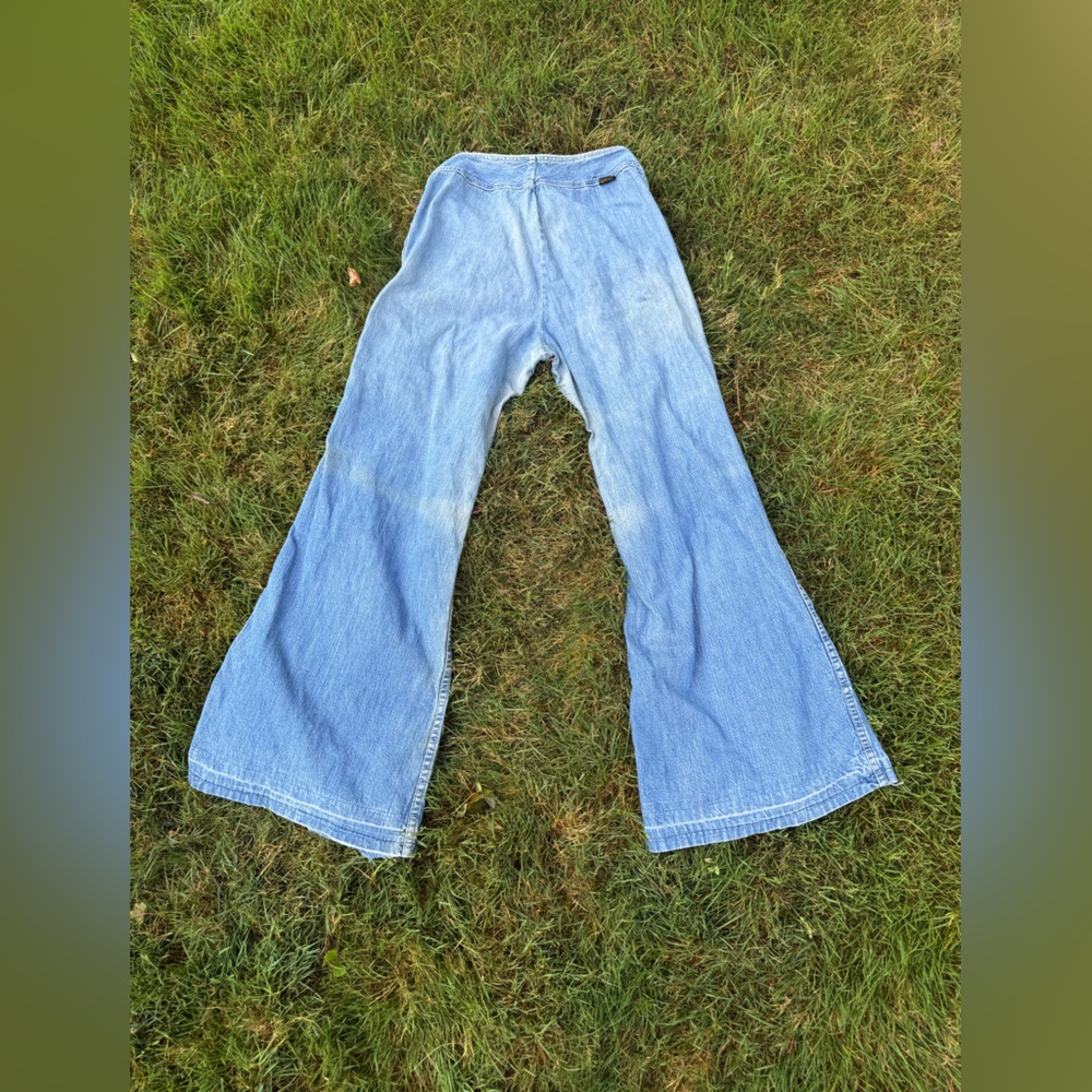 70s Vintage Wrangler Dual Front Zipper Bell Bottoms Sz 28 - Picture 2 of 12